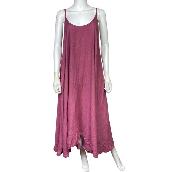 Meo Meli Women's O/S Red Linen Oversized Flowy Lagenlook Tank Maxi Dress EUC - Picture 1 of 4